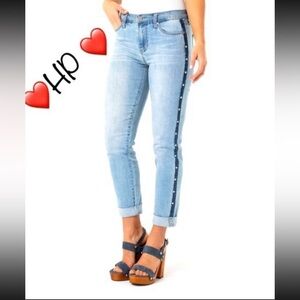 Authentic Liverpool The Slim Boyfriend Embellished Side Detail Jeans